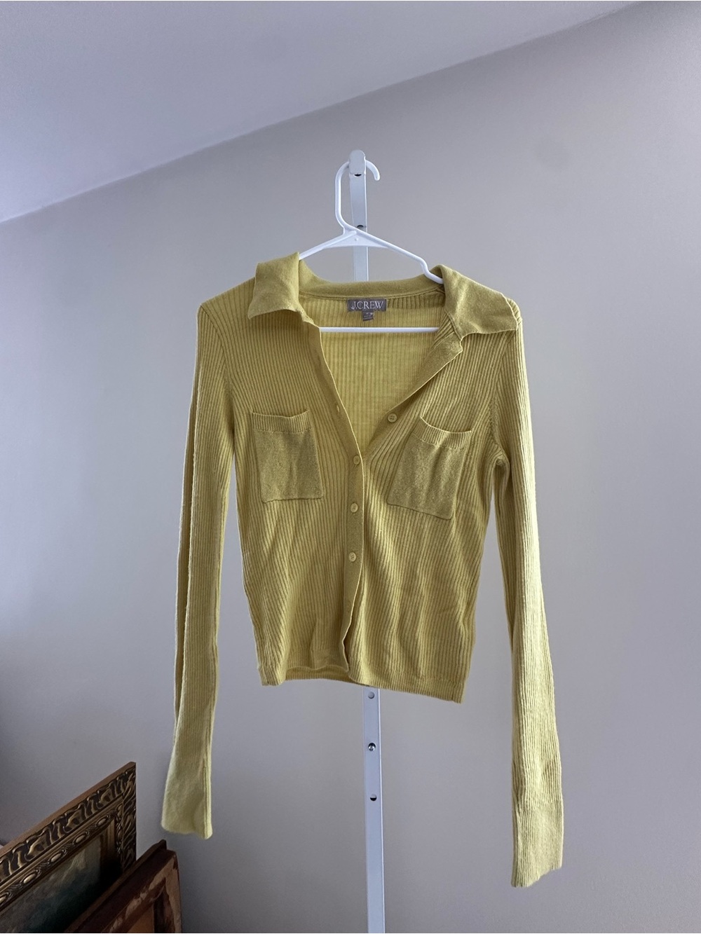 J. Crew Yellow Ribbed Button-Up Sweater - Picture 2 of 5